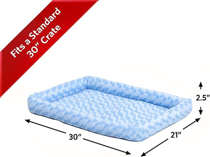 MidWest Homes for Pets Bolster Dog Bed 30L-Inch Blue Dog Bed or Cat Bed w/ Comfortable Bolster 30-Inch Dog