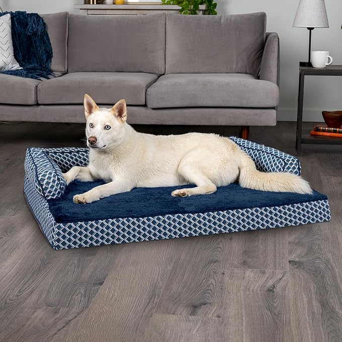 Furhaven Orthopedic Dog Bed for Large Dogs w/ Removable Bolsters & Washable Cover 95 lbs