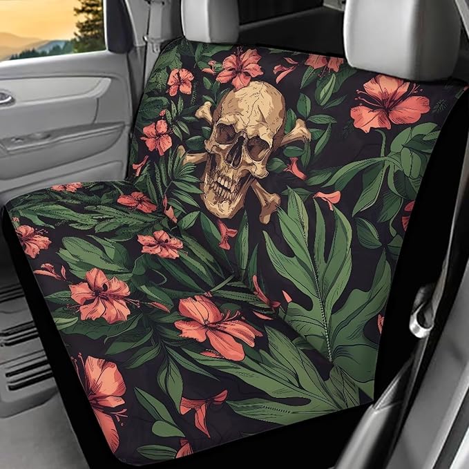AFPANQZ Tropical Leaves Skull Full Wrap Car Seat
