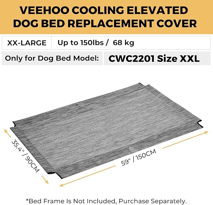 Veehoo Dog Bed Replacement Cover for CWC2201, Size XXL, Black Silver