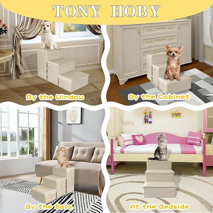 TONY HOBY Foldable Dog Stairs 3-Steps for 3 Steps)