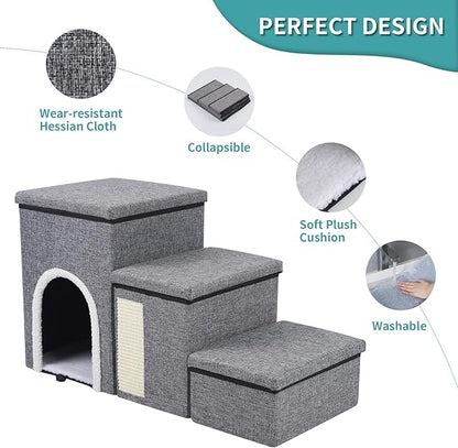 Dog Stairs for Small Medium Dogs and Cats 180LBS,Gray