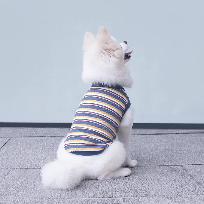 Striped Teacup Pet Dog T-Shirts 100% Cotton 3X-Small