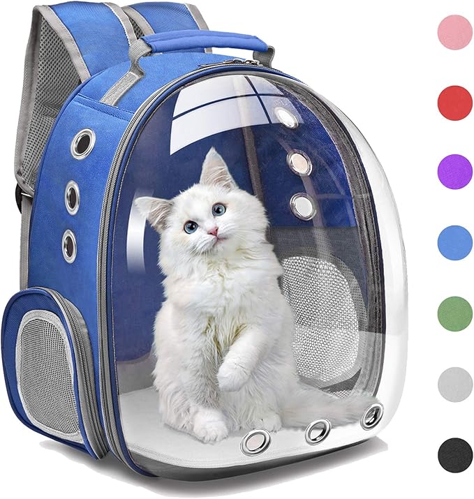 Henkelion Cat Backpack Carrier Bubble Carrying Bag, Small Dog Backpack Carrier For Small Medium Dogs Cats, Space Capsule Pet Carrier Dog Hiking Backpack, Airline Approved Travel Carrier - Navy Blue