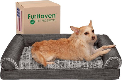 Furhaven Orthopedic Dog Bed for Medium/Small Dogs w/ Removable Bolsters & Washable Cover 35 lbs