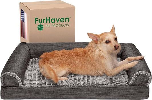 Furhaven Orthopedic Dog Bed for Medium/Small Dogs w/ Removable Bolsters & Washable Cover 35 lbs