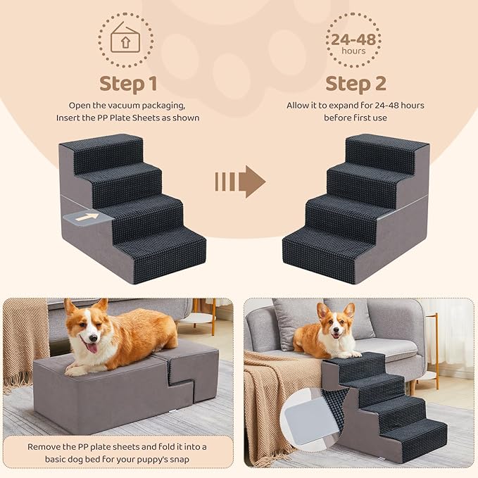 4-Step Dog Stairs 18'' H