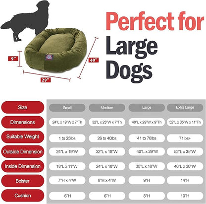 Majestic Pet 40 Inch Micro Velvet Calming Dog Bed Washable – Cozy Soft Round Dog Bed with Spine for Head Support 40x29x9 (inch)