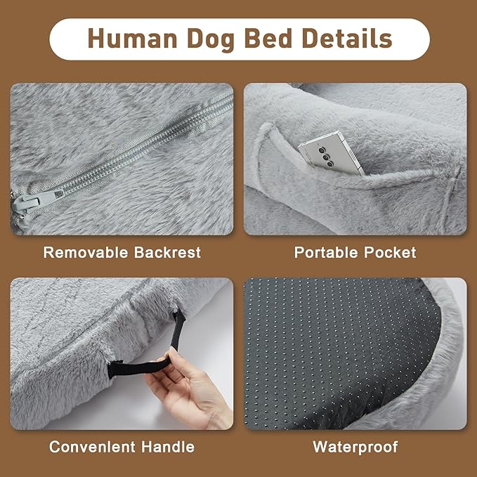 72"x43" Foldable Human Dog Bed for Adult,2 in 1 Calming Human Size Giant Dog Bed Orthopedic Dog Bed,Waterproof Dog Beds Large Sized Dog for Fits Pet Families