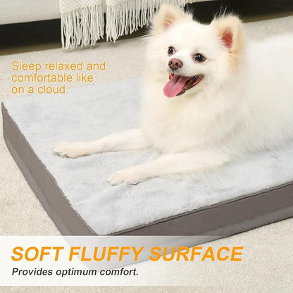 KSIIA Orthopedic Dog Bed Dog Crate Bed Waterproof Dog beds for Small Dogs Deluxe Plush Washable Dog Bed with Egg Crate Foam & Removable Cover 23 x 17 Inch,