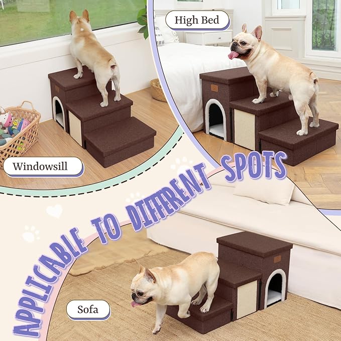 downluxe Dog Stairs for Small Dogs (3-Step Pet