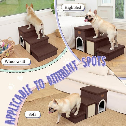 downluxe Dog Stairs for Small Dogs (3-Step Pet