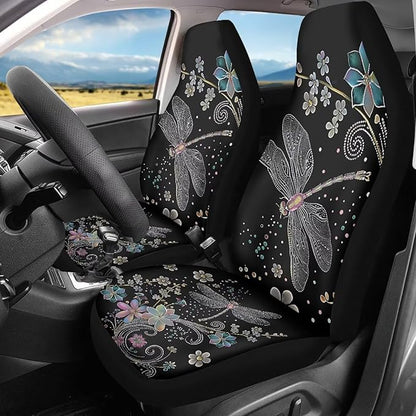 Floral Dragonfly Car Seat Covers Front Set
