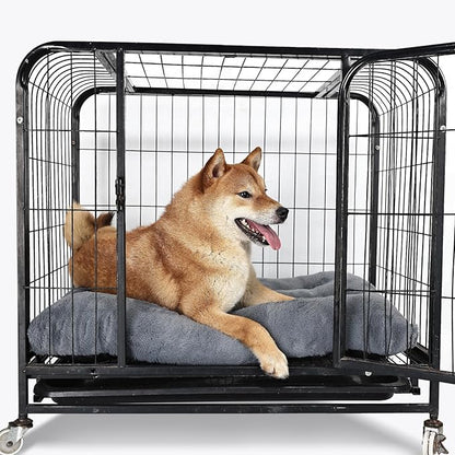 36 inch Dog Crate Bed for Large Sized Dog Washable,Extra Soft Dog Kennel Pad for 36 x 24 Crates or Cage with Anti-Slip Bottom,Deluxe Faux Fur Dog Sleeping Mat Helps Ease Pet Anxiety,Dark Grey