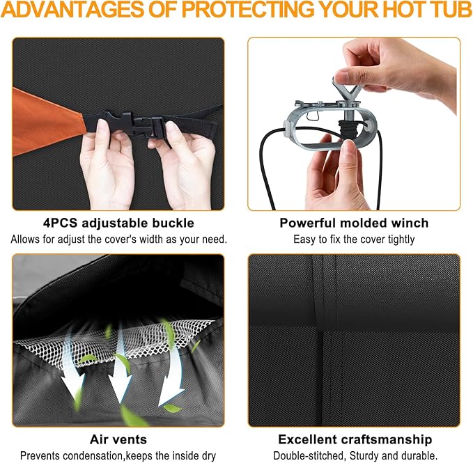 Hot Tub Cover 600D Hot (95 x 95 x 20 inch,