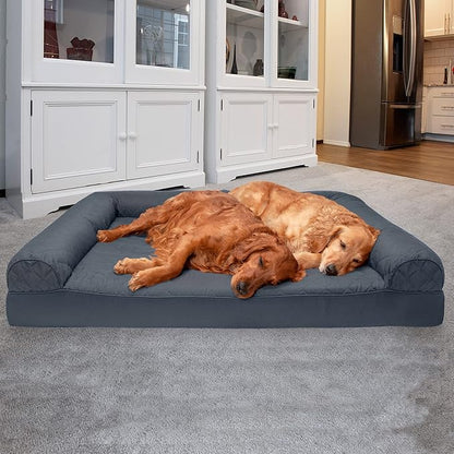 Furhaven Orthopedic Dog Bed for Large Dogs w/ Removable Bolsters & Washable Cover 125 lbs