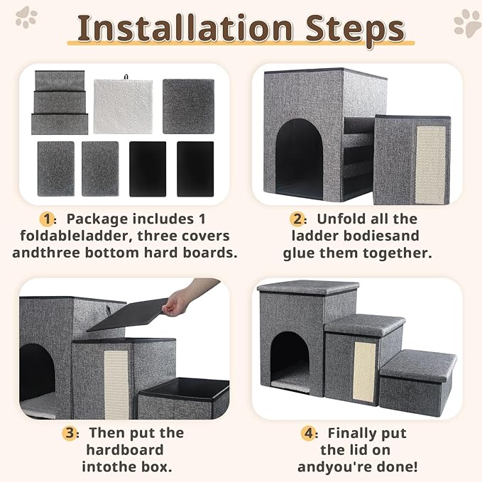 Dog Stairs for Small Dogs 16.5"H Dog 3-Step Pet
