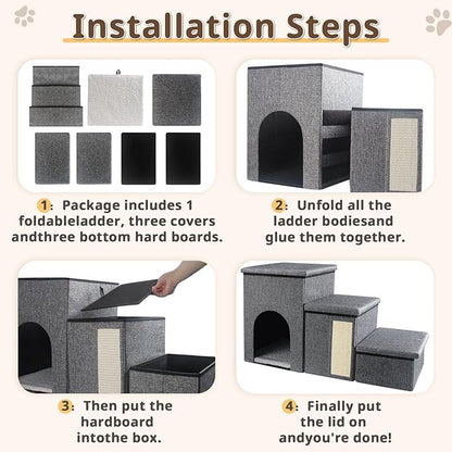 Dog Stairs for Small Dogs 16.5"H Dog 3-Step Pet