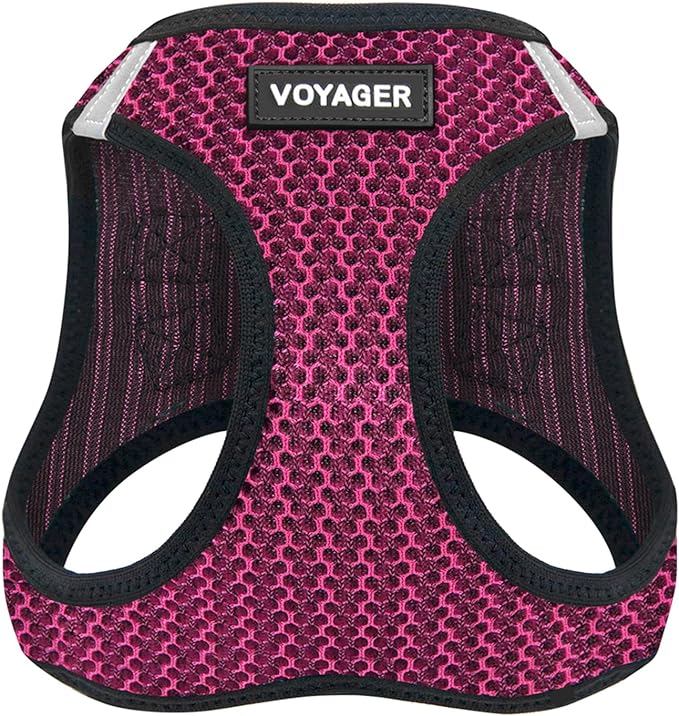 Voyager Step-in Air Dog Harness - All Weather Mesh Step in Vest Harness for Small and Medium Dogs and Cats by Best Pet Supplies - Harness (Fuchsia 2-Tone), XS (Chest: 13-14.5")