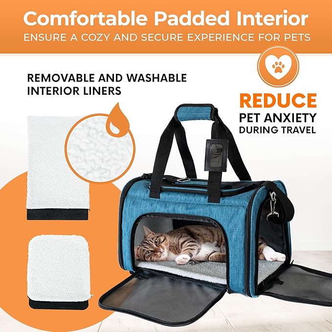 DCSP Pets Pet Carrier - Versatile Cat Carrier Converts to Backpack - Airline Approved Dog Bag Carrier with Mesh Widows - Suitable for Large Cats, Small Dogs - Soft Travel Carriers for Hiking, Walking