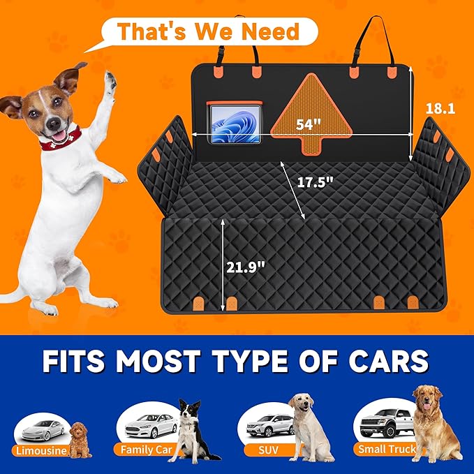 MDQ Dog Car Seat Cover for Pets 100% Waterproof Dog Car Hammock 600D Heavy