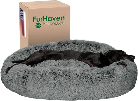 Furhaven 45" Round Calming Donut Dog Bed for Large Dogs 90 lbs