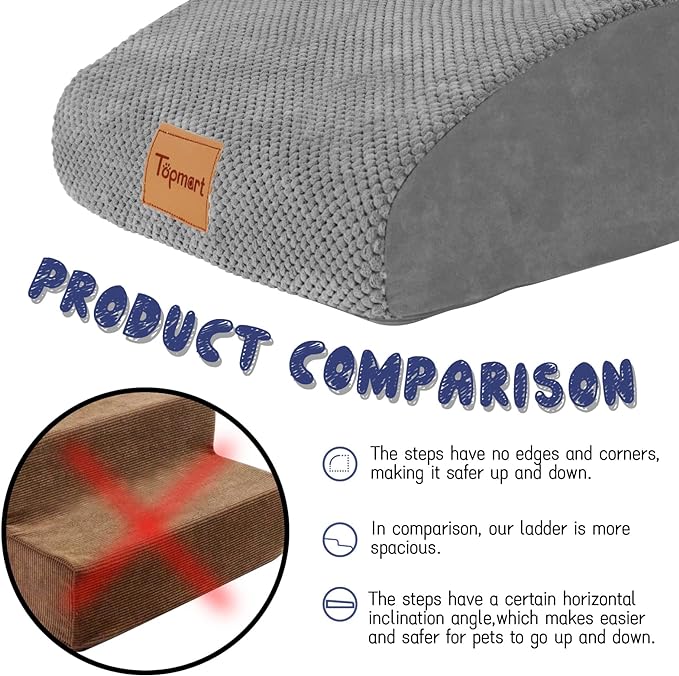 Topmart High Density Extended Foam Dog Ramp&Steps 2 Tiers 11.8" High,Non-Slip
