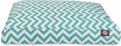 Teal Chevron Large Rectangle Indoor Outdoor Pet Dog Bed With Removable Washable Cover By Majestic Pet Products