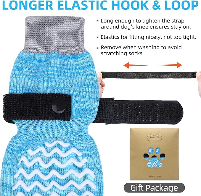 PUPTECK Anti Slip Dog Socks 2 Pairs with Double Grippers for Hardwood Floors
