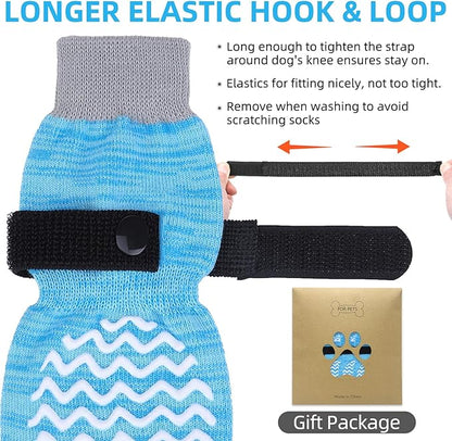 PUPTECK Anti Slip Dog Socks 2 Pairs with Double Grippers for Hardwood Floors