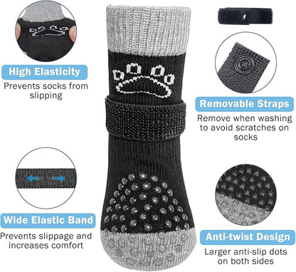 SCENEREAL Dog Socks to Prevent Licking Paws for Hardwood Floors Anti Slip