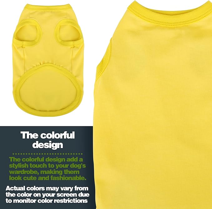 Paiaite Revamp Your Pooch's Closet: 3 Pieces Plain Sleeveless Cotton Dog Shirts