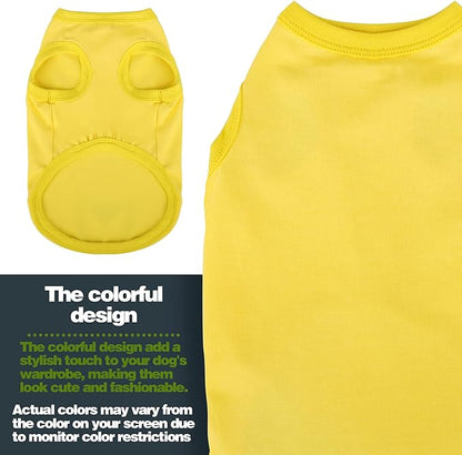 Paiaite Revamp Your Pooch's Closet: 3 Pieces Plain Sleeveless Cotton Dog Shirts