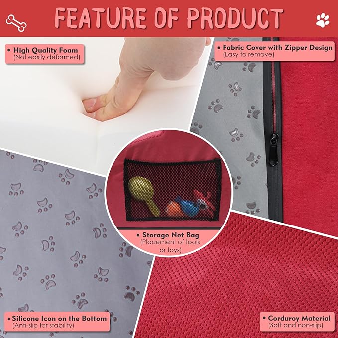 Dog Stairs for Bed 4 Step, 30D Foam Old/Injured,20.1" H