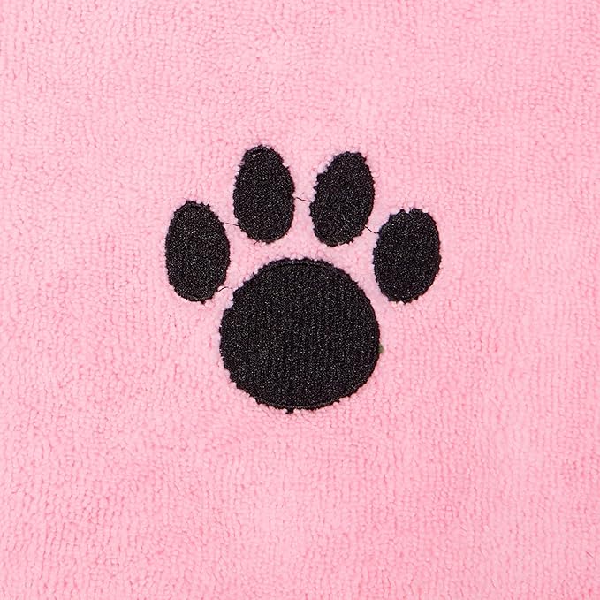 Bone Dry Pet Grooming Towel Collection Absorbent Microfiber X-Large, 41x23.5", Embroidered Pink