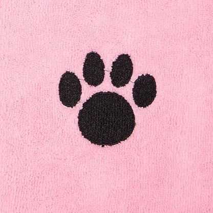 Bone Dry Pet Grooming Towel Collection Absorbent Microfiber X-Large, 41x23.5", Embroidered Pink