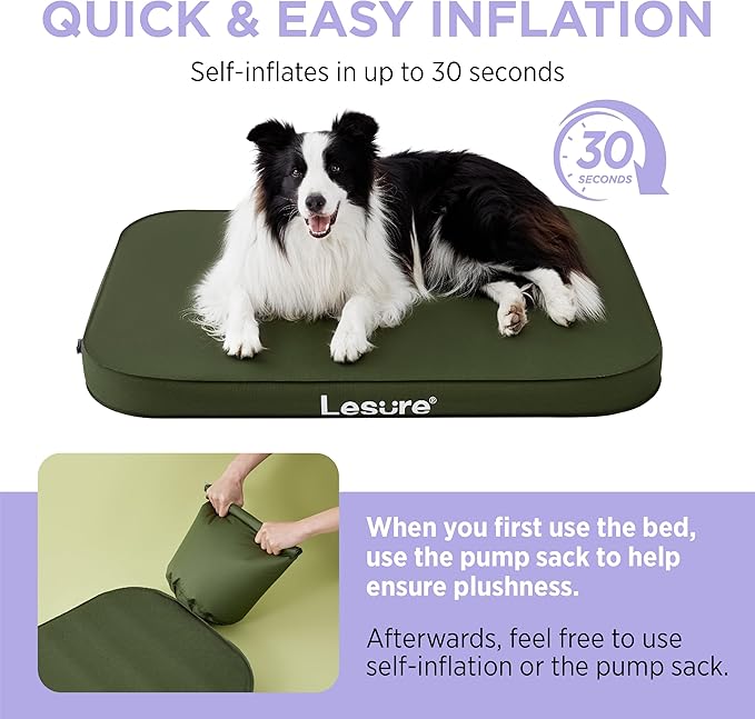 Lesure Inflatable Waterproof Dog Bed for XL Dog Bed 3 Inch