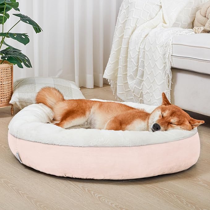 Love's cabin Round Donut Cat and Dog Cushion Bed 30in Pet