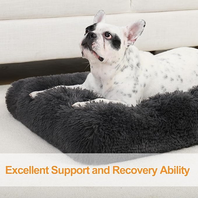 KSIIA Dog Crate Bed Washable Dog Beds for Medium Dogs Deluxe Plush Fluffy Comfy Thick Kennel Pad Anti-Slip & Anti-Scratch Pet Sleeping Mat 29 x 21 Inch,