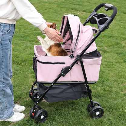 Medium Pet Stroller for Dogs Up to 30lbs 4 Wheels