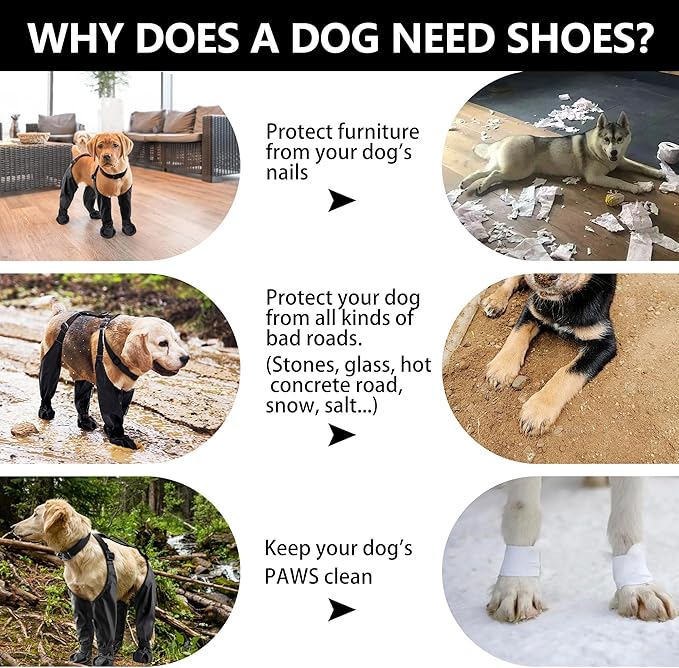 Dog Suspender Boots Waterproof Dog Shoes for Small Medium Dogs