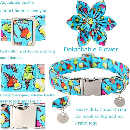 Summer Dog Collar with Flower 16-26in