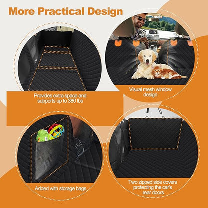 Back Seat Extender for Dogs with Removable Load Bearing Plates Supports 350 lbs