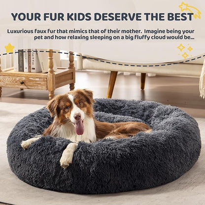 Calming Dog Bed for Medium Large Dogs 31", Dark