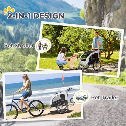 Aosom Dog Bike Trailer 2-in-1 Pet Stroller