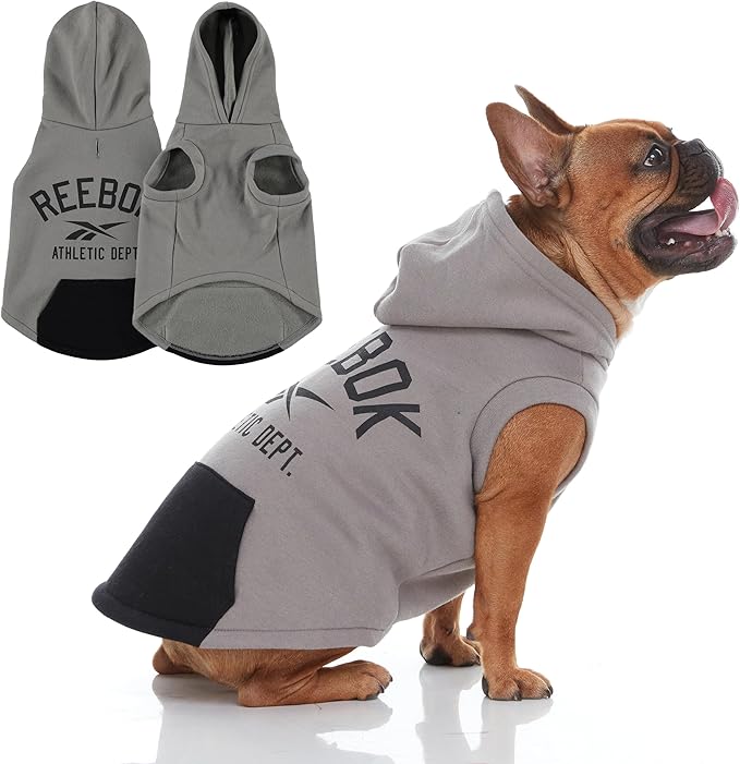 Reebok Dog Hoodie – Fleece Dog Sweater with Leash Hole