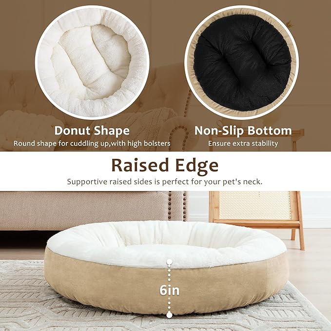 Love's cabin Round Donut Cat and Dog Cushion Bed 20in Pet