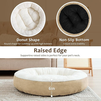 Love's cabin Round Donut Cat and Dog Cushion Bed 20in Pet