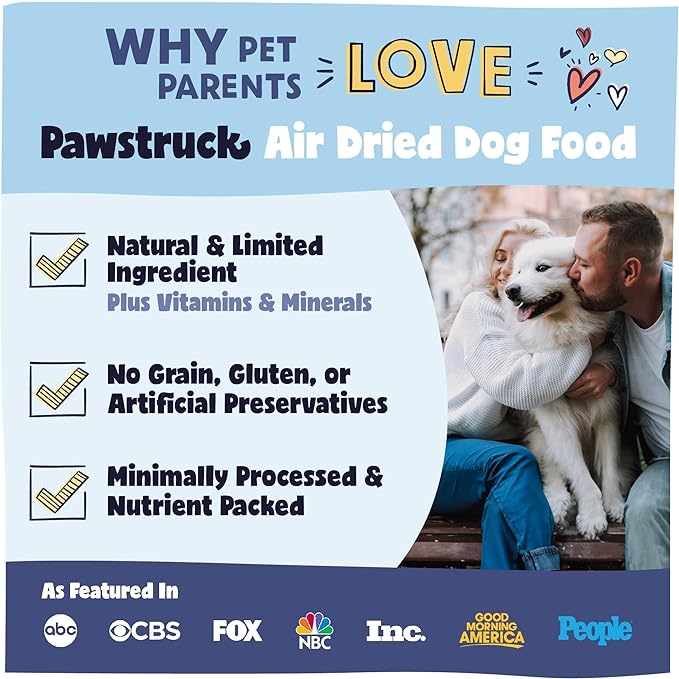 Pawstruck All Natural Air Dried Dog Food w/Real Beef - Grain Free, Made in USA, Non-GMO & Vet Recommended - High Protein Limited Ingredient Wholesome Full-Feed - for All Breeds & Ages - 2lb Bag