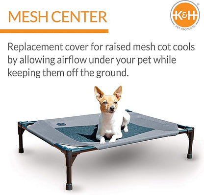 K&H Pet Products Elevated Cooling Outdoor Dog Bed Portable Raised Dog Cot Replacement Cover Only Gray/Black Mesh Medium 32 X 25 Inches (Cot NOT Included)